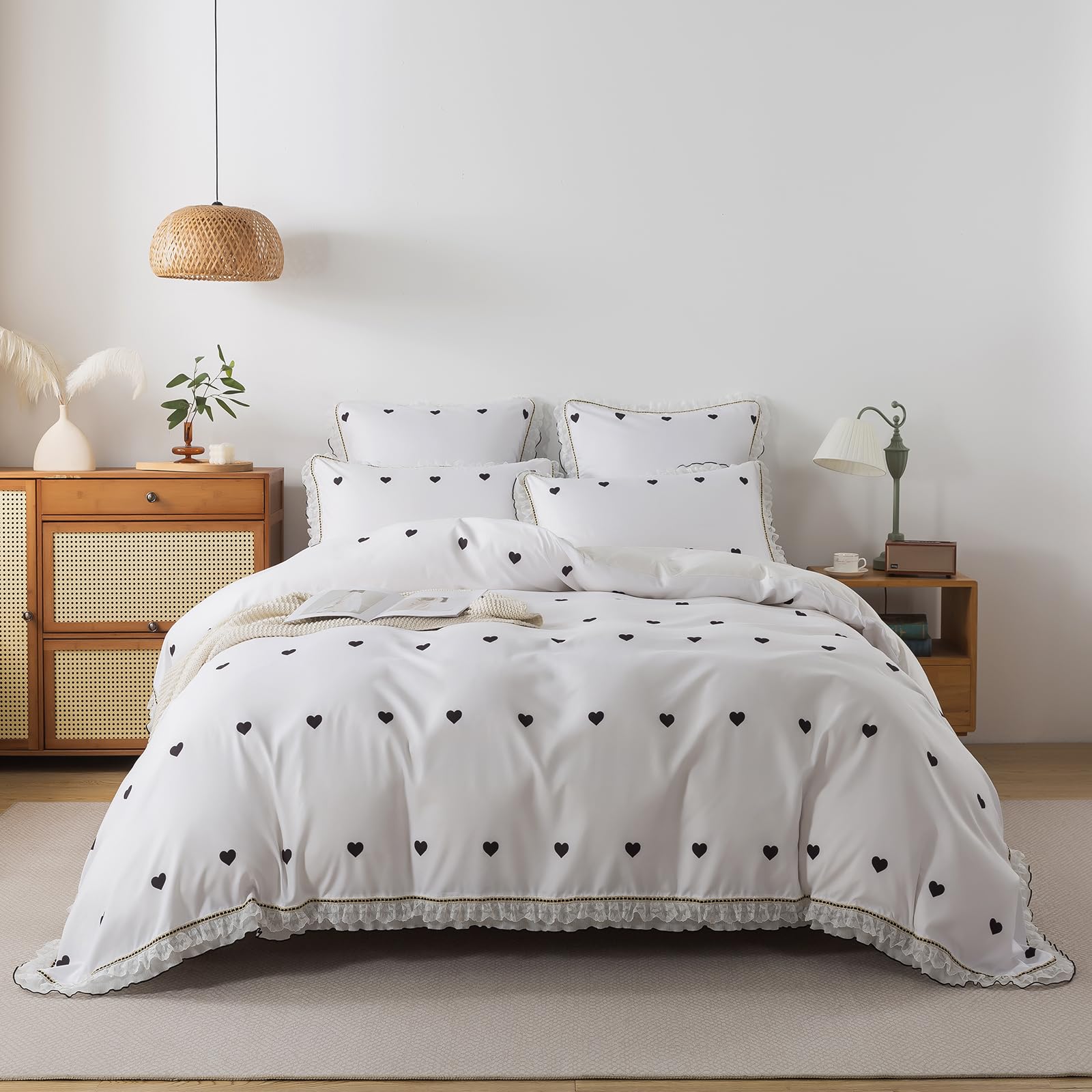 Housse de couette 220x240cm en microfibre avec 2 taies d'oreiller DJDEA