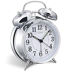 Peakeep 4 inches Twin Bell Loud Alarm Clock for Heavy Sleepers (Chrome Finish) product image