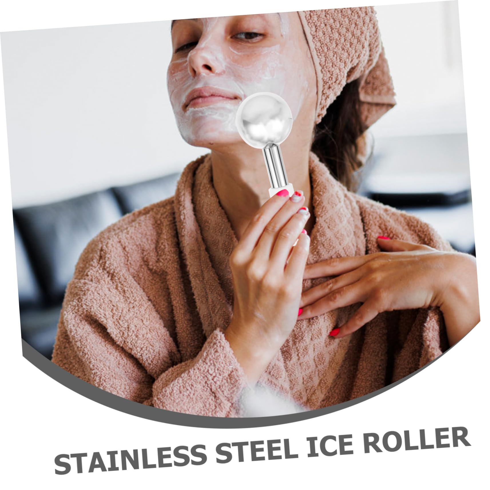 2 Stück-pack Gesichtsmassagegerät mit Eisrollerkugel aus Edelstahl