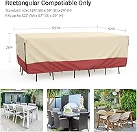 Vista 2 de Juego de funda impermeable para muebles de patio, 600D resistente, fundas para muebles de patio, funda para sofá seccional para exteriores, funda