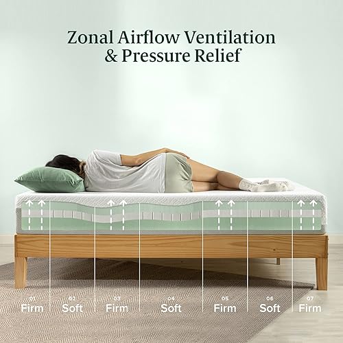 Miniatura 3 de Zinus Green Tea Luxe - Colchón de espuma viscoelástica de 8 pulgadas, tamaño Queen, alivia la presión, certificado CertiPUR-US, colchón en una caja,