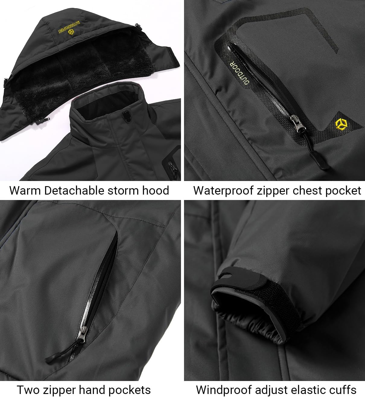 Men's Winter Ski Jacket Warm Fleece Waterproof Outdoor Mountain Hiking Windbreaker Hooded Snow Rain Coat - Image 6