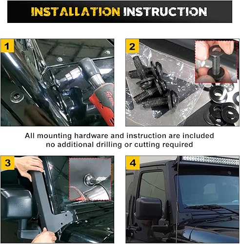 Miniatura 8 de Barra de luz LED A-Pillar de 50 a 52 pulgadas para Jeep Wrangler JL JLU Umlimited, 2019-2023 Gladiator JT, soporte de montaje de barra de luz