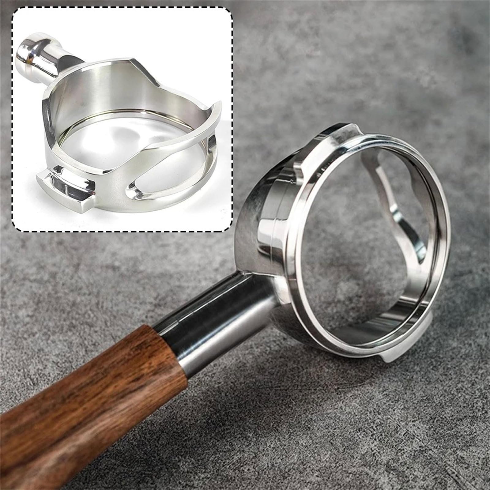 Portafiltro para cafetera de madera, mango sin fondo, 58 mm, portafiltro sin fondo para EXPOBAR E61 FAEMA SEMRMO