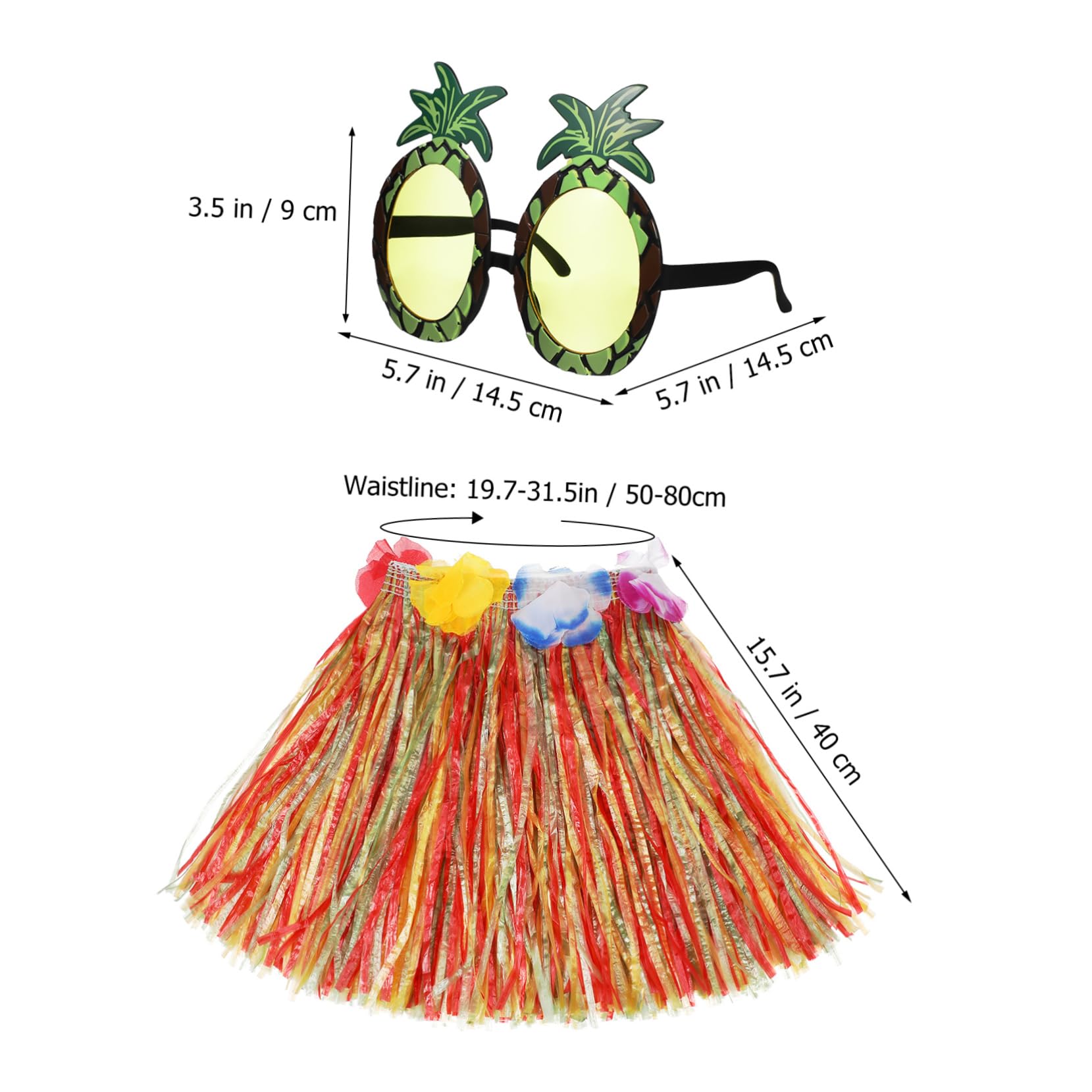 FRCOLOR Falda De Hierba Para Mujer Traje De Fiesta Gafas Para Bebé Faldas De Hierba Para Luau Para Mujer Tropical Recuerdo De Festival Trajes De Dama Hierba Hula LED Sol Falda