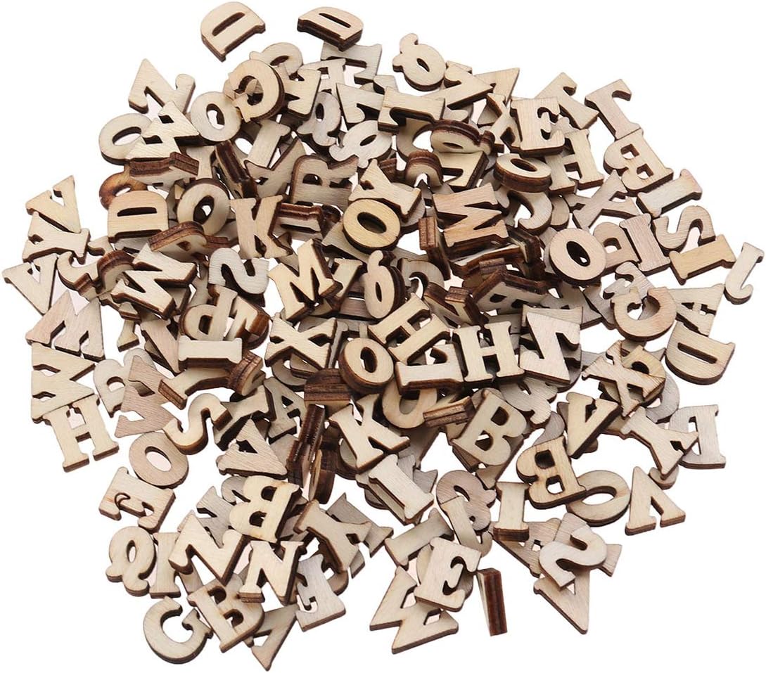 Artibetter 200Pcs Mini Wooden Alphabet Letters 0.59In Natural Wood Slice for DIY Crafts Educational Toys Scrapbooking Embellishments Creative Home Decor