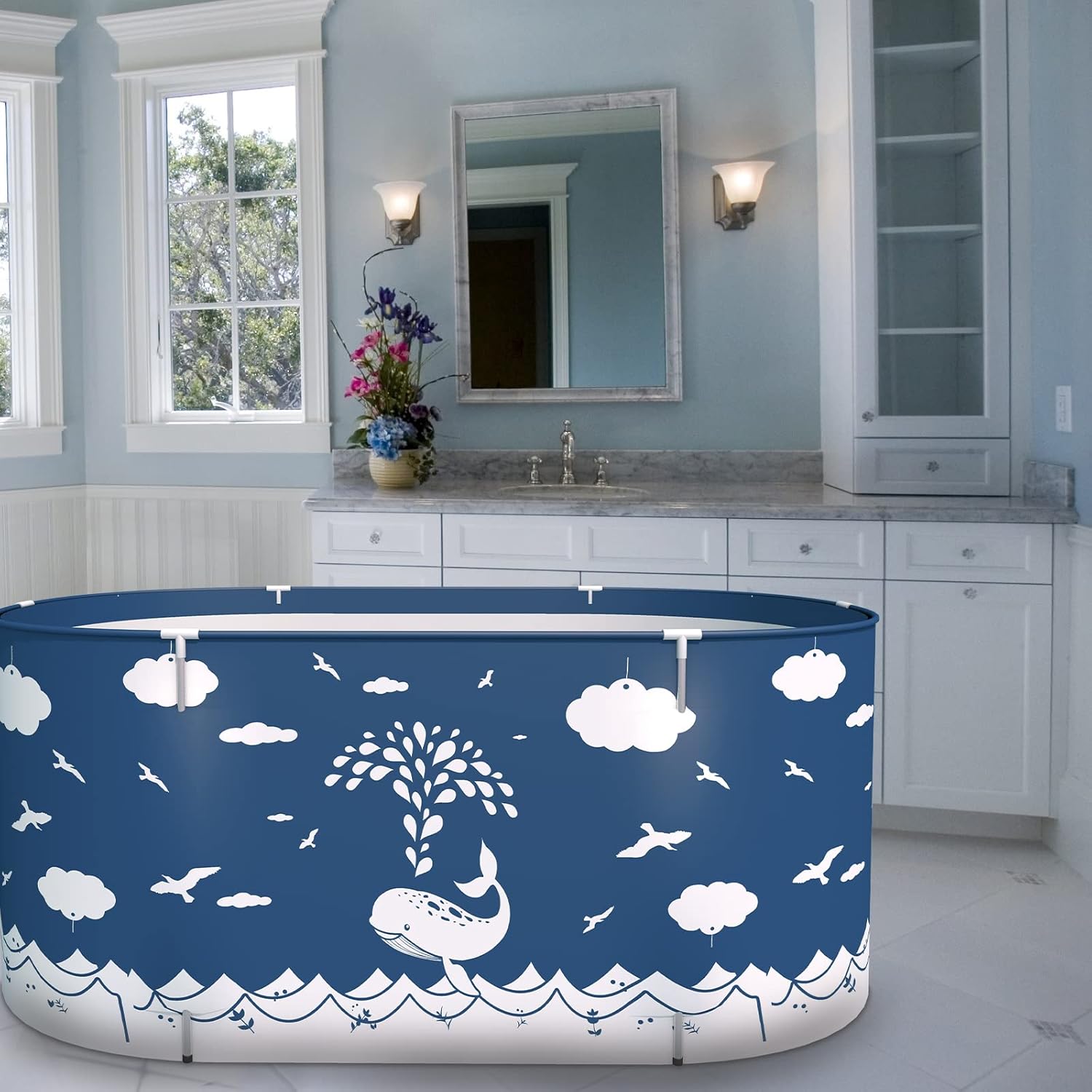 MKSY Foldable Bathtub, Large Soaking Bath Tub Portable Bathtub for