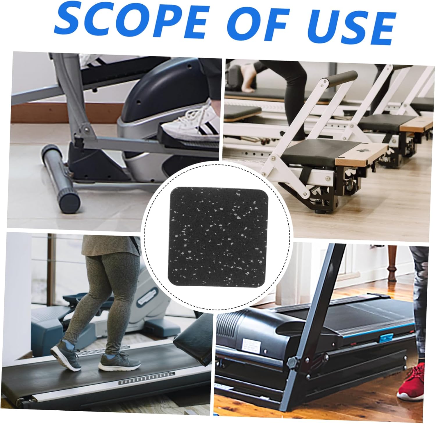 6pcs Treadmill Mat for Hardwood Floors Carpet Shock Absorbing Rubber Exercise Pads Anti-Slip Floor Protection for Gym Equipment Furniture Durable Noise Reduction Fitness Mats