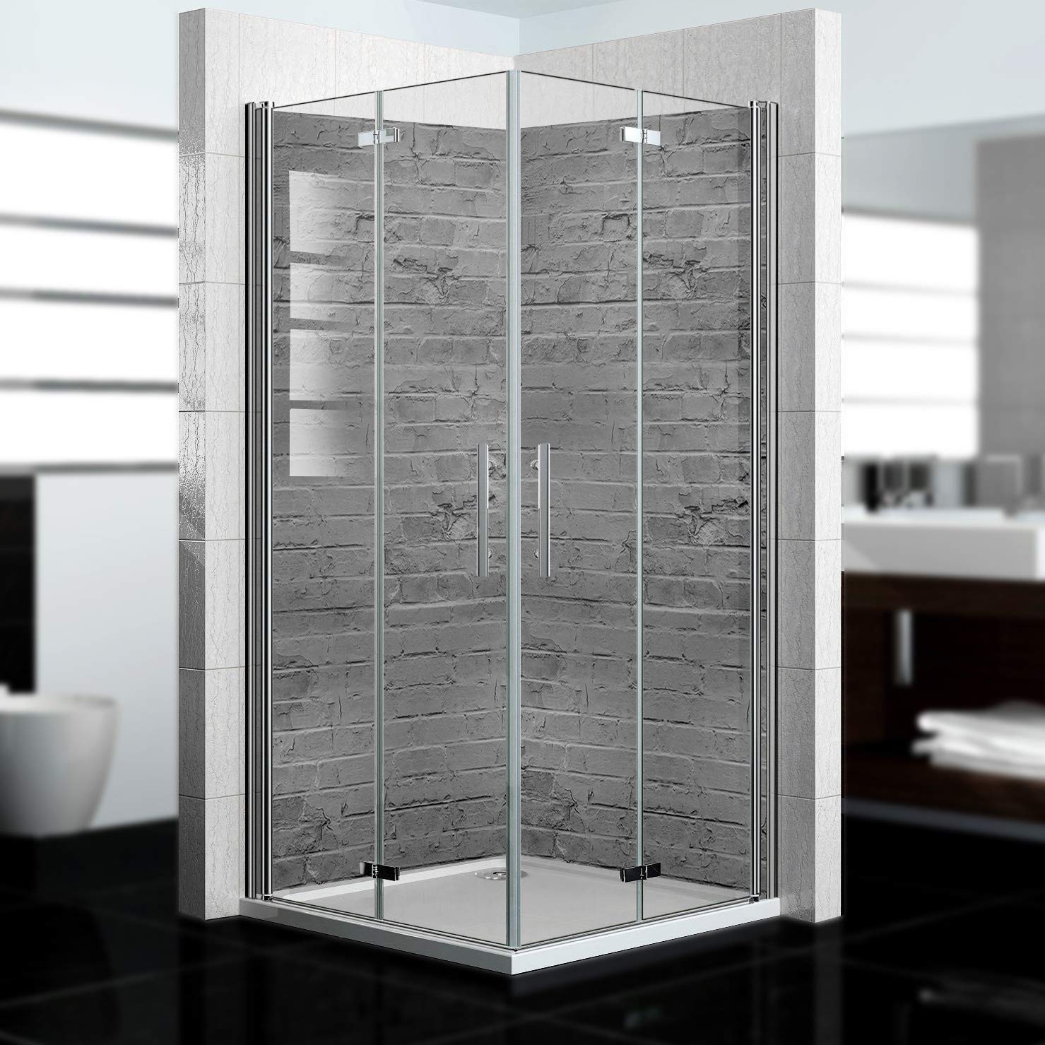 Dedeco Eck-Duschrückwand „Ziegelsteine“ – Wasserfeste Alu-Platte 2x 90x210 Cm, Made In Germany