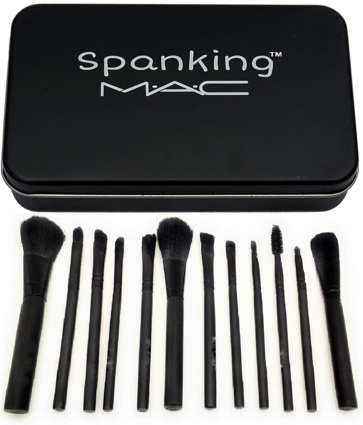 Spanking Beauty Makeup Brush Set Washable with Storage Box - Set of 12 (Black )