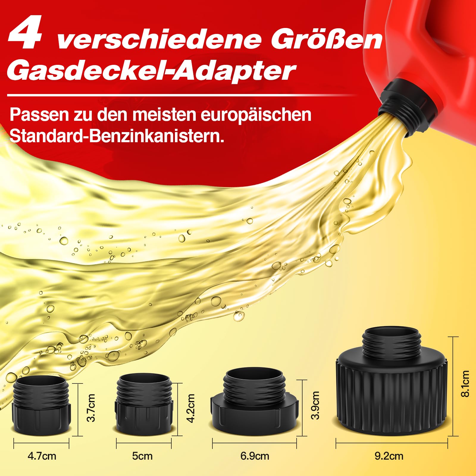 Keimi Kraftstoffpumpe mit Auto-Stop, 2,4GPM (10.5L/Min）129,5 cm extra langer Schlauch, batterie- & USB-betrieben, 4 Dosenadapter, schnelle und sichere Gaspumpe für Öl, Diesel und Benzin