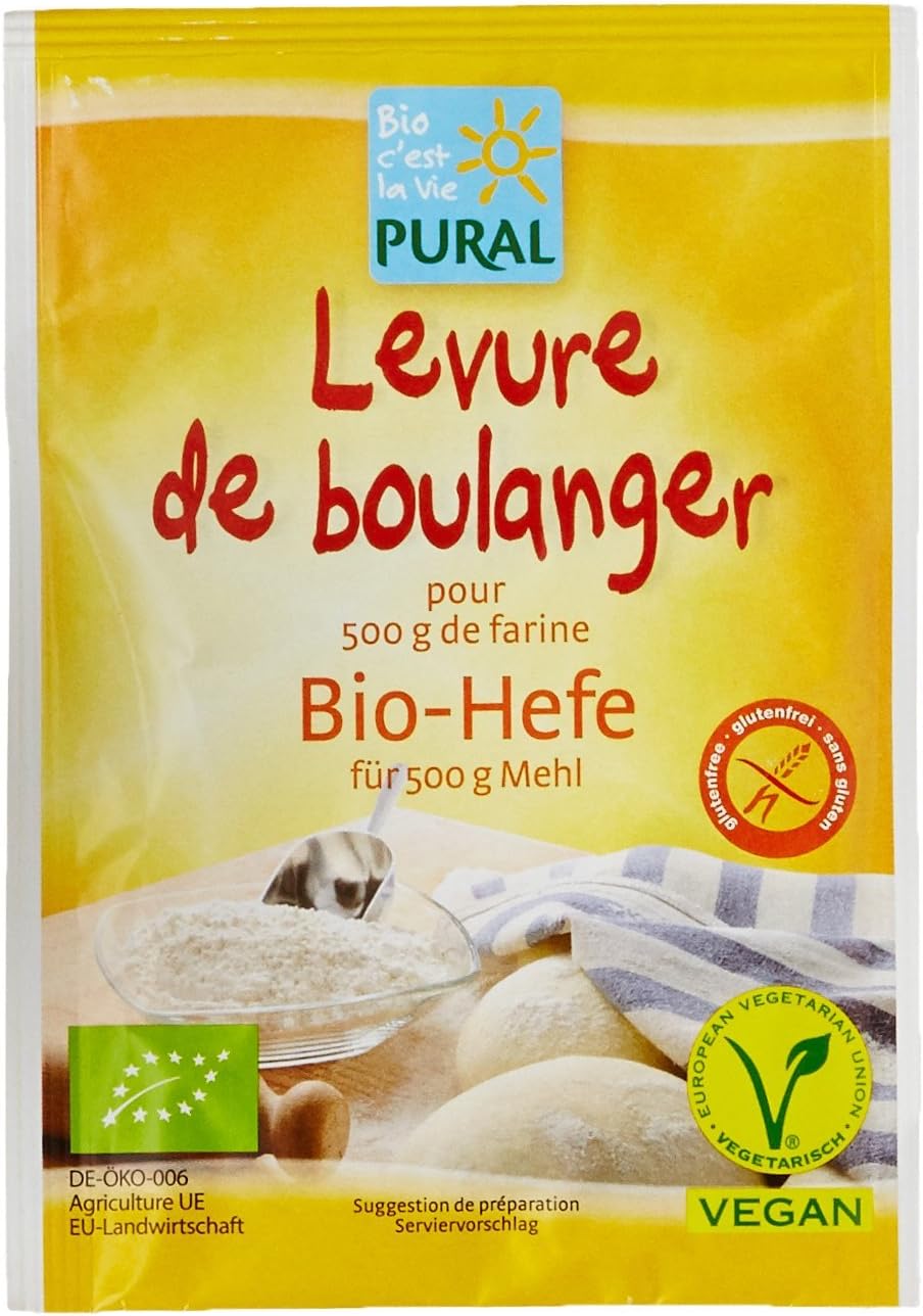 Organic Dry Bakers Yeast Pack Of 5 x 9g PURAL - Authentic Dry yeast For Baking Certifies Gluten Free - Dry Active Yeast Powder