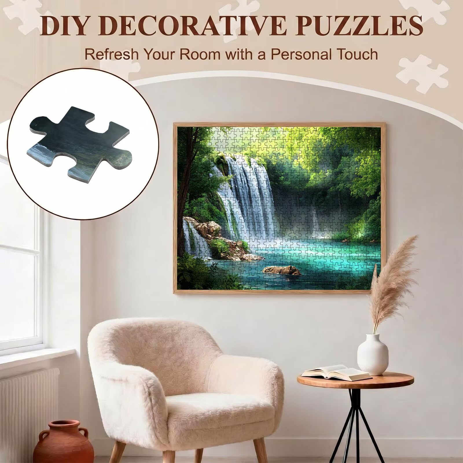 Puzzle 1000 sztuk dla dorosłych, drewniane puzzle 75 x 50 cm duży szczegół i żywe kolory - zabawne wyzwanie dla rodziny i przyjaciół, twórcza aktywność i prezent edukacyjny, spadek lasu f0-824