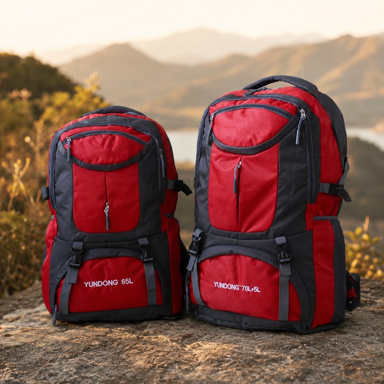 Zaino da Viaggio Rosso, Zaino Trekking Montagna Unisex Traspirante, per Escursioni e Sport Outdoor, in Tessuto Resistente, 75L