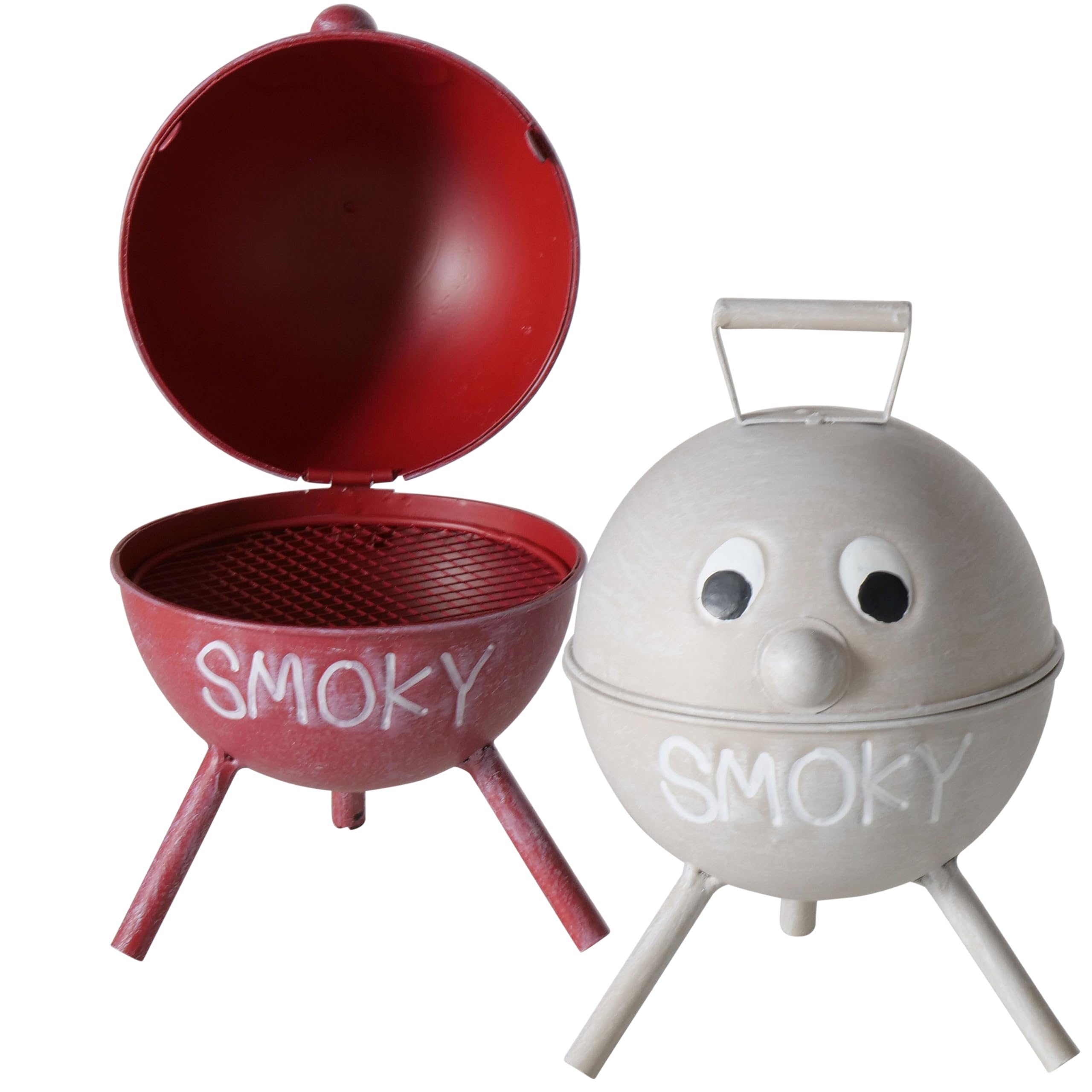 Amazon.co.jp: スモーキー灰皿 2個セット 蓋付きドーム 赤と白 BBQ 