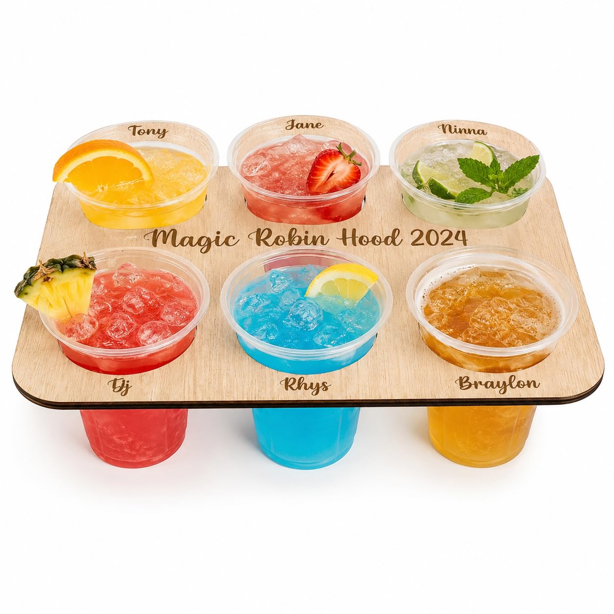 MyCutify Personalised 6-Hole Drinks Tray: Crafted Caddy for Holiday Libations and Beer Holding Delight - Customised for Your Festive Cheers and Refreshing Moments of Relaxation