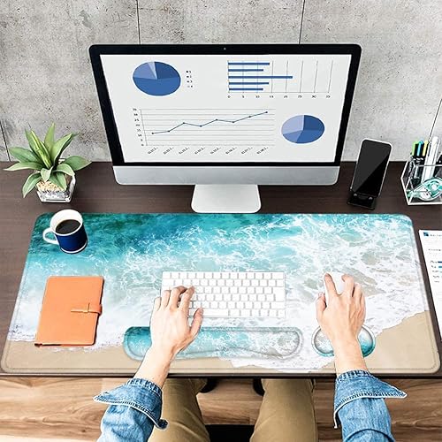 Miniatura 2 de LATEEFAH Alfombrilla de escritorio, alfombrilla de mouse con reposamuñecas, 4 en 1, alfombrilla de mouse grande para escritorio, alfombrilla de
