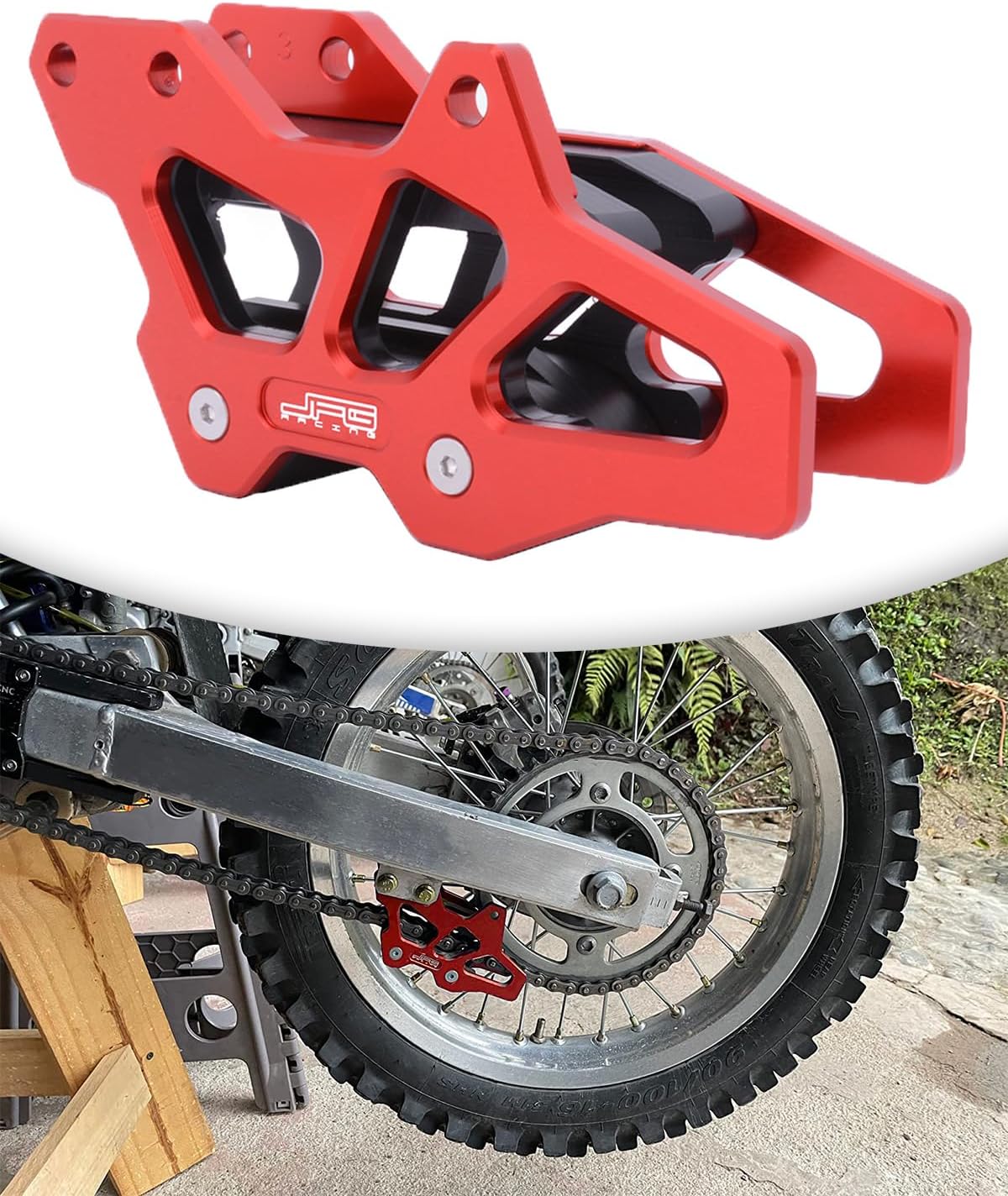 JFG Racing Motorcycle Chain Guard Guide Protection Aluminum for CRF250R/450R 2007-2025, CRF250X 2007-2017, CRF450X 2008-2025, CRF250RX 2019-2025, CRF450RX 2017-2025 and More Dirt Bike, Red
