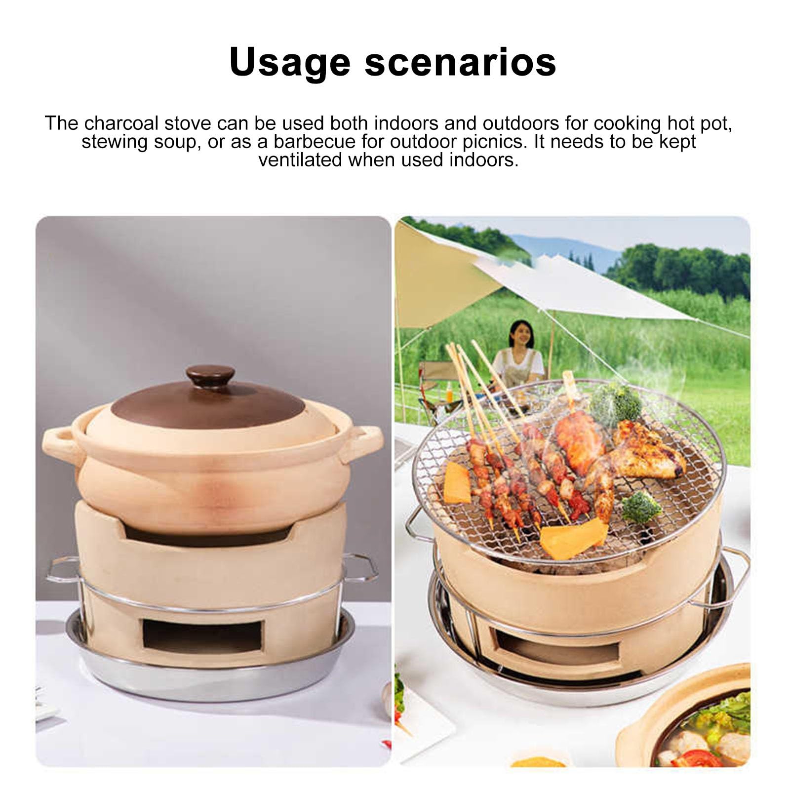 Pottery BBQ Grill Clay Charcoal Grill Stove - Tabletop Camping BBQ ...