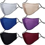 PAGE ONE Reusable Cloth Face Masks Washable Adjustable Breathable Cotton Face Mask for Women Men/6PC