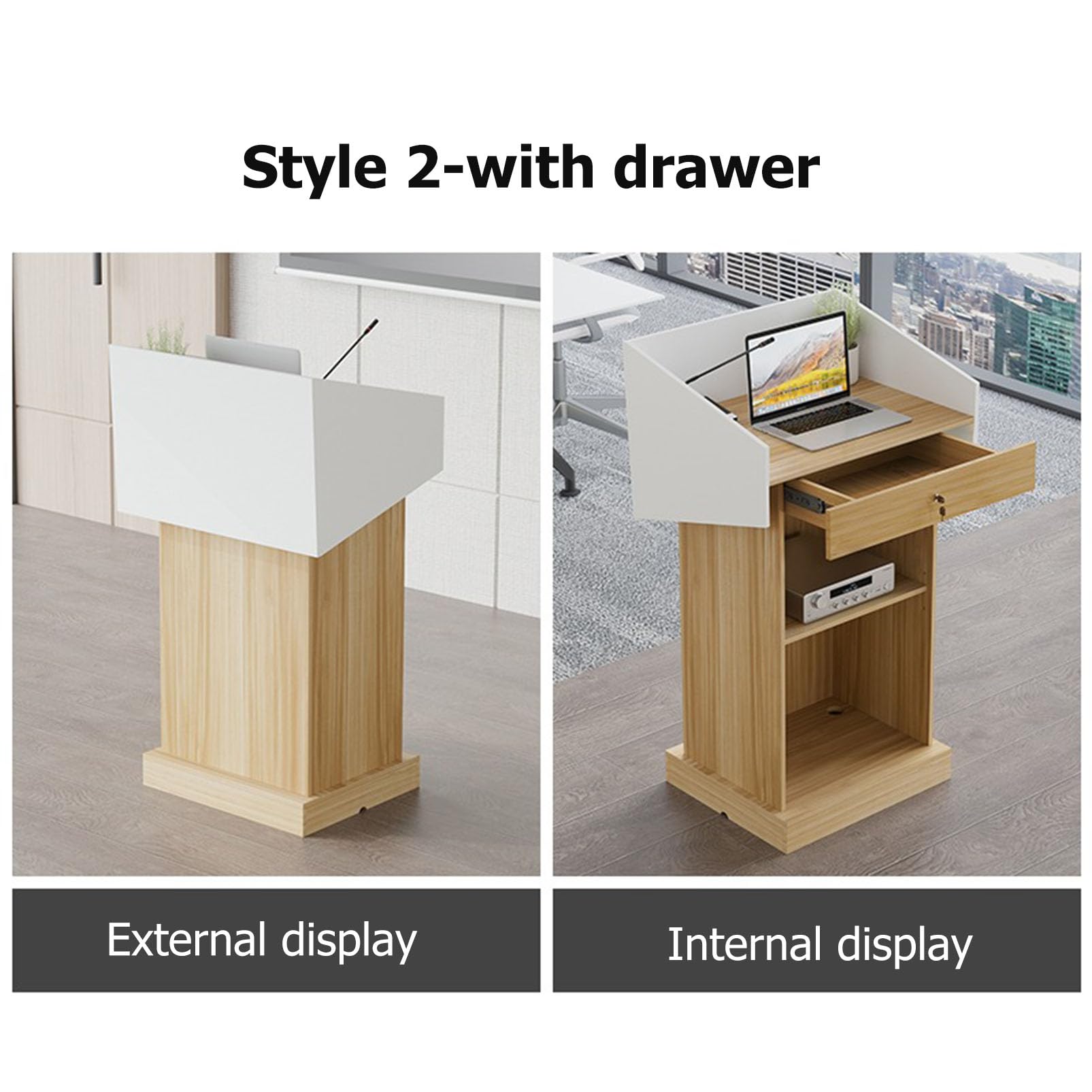 Podium moderne en bois – Lutrin professionnel pour présentations, église, pupitre d'enseignant, parfait pour les restaurants, les écoles et les événements