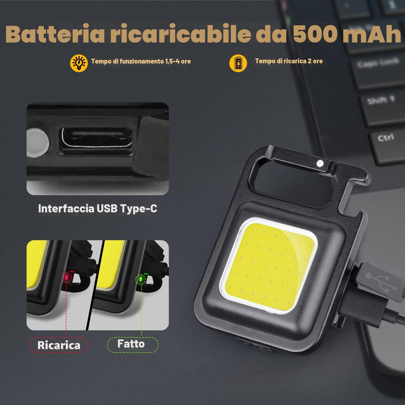 Nizirioo Mini Led Lampada da Lavoro: Nizirioo 6 Pezzi Impermeabili 800 Lumen Luce Meccanica Magnetica Portatile con Ricarica Usb Torcia Cob per Campeggio Riparazione di Emergenza