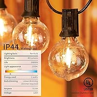 Vista 8 de Brightown Led String Lights Outdoor 55Ft G40 Patio Lights with 52 Led Shatterproof Bulbs(2 Spare), Waterproof Led Globe Hanging Lights for Backyard