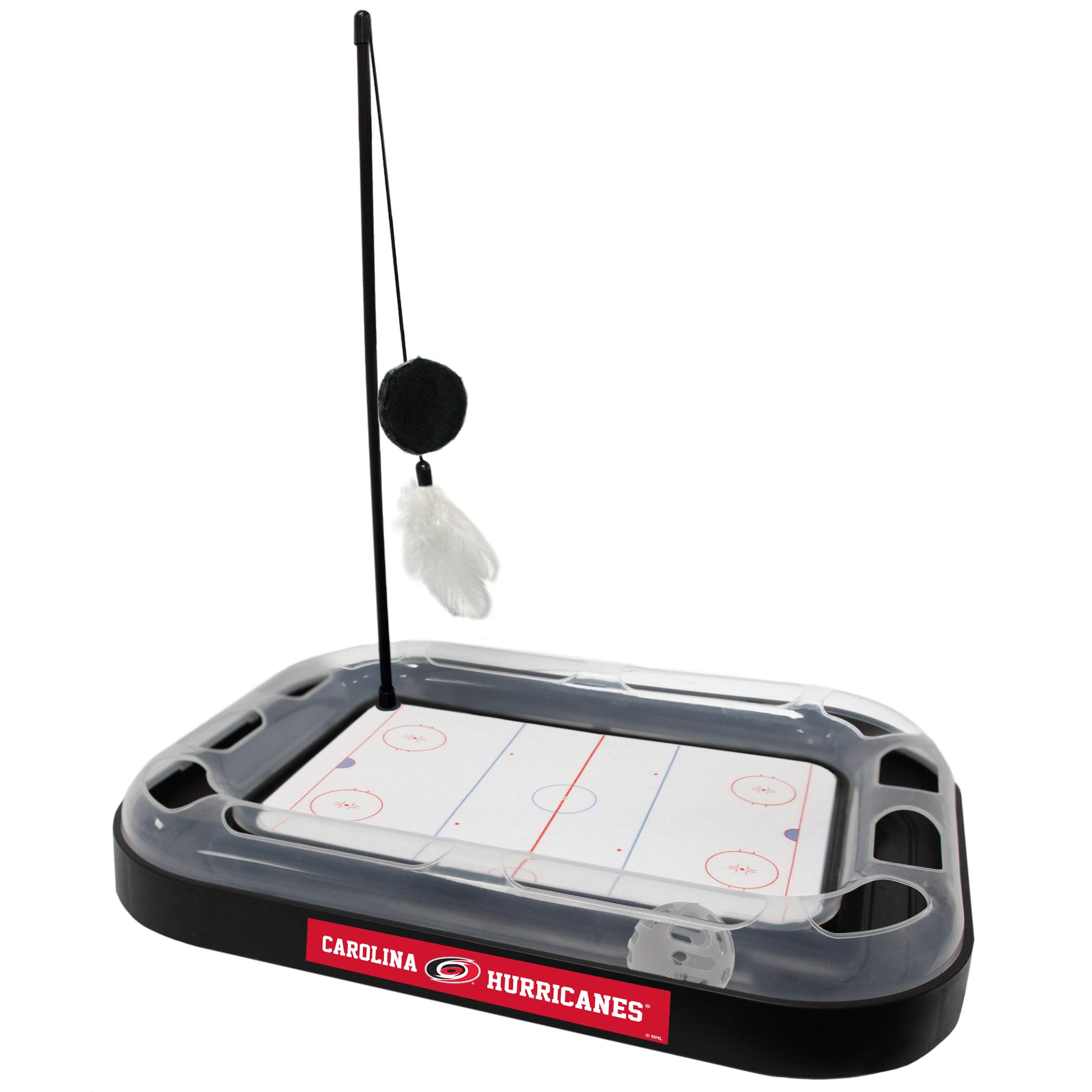 5-in-1 NHL Carolina Hurricanes Hockey Field Cat Scratcher Toy with Interactive Cat Ball Bell in Tracks
