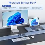 11-in-1 MS Surface Pro Docking Station, New Surface Dock 4K@60HZ HDMI, Surface Docking Station for Surface Pro 11/10/9/8/X/7/6/5/4/3, Surface Laptop 6/5/4/3/2/1, Laptop Go 3/2/1, Book