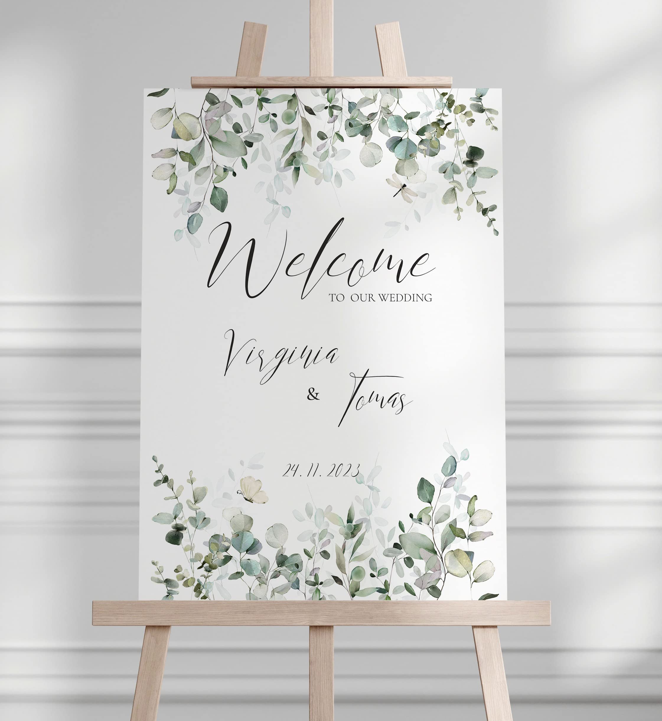 Manschin-Laserdesign Willkommensschild Aluverbund personalisiert - Made in Germany - Welcome Willkommen Schild für Hochzeit (80x55cm)