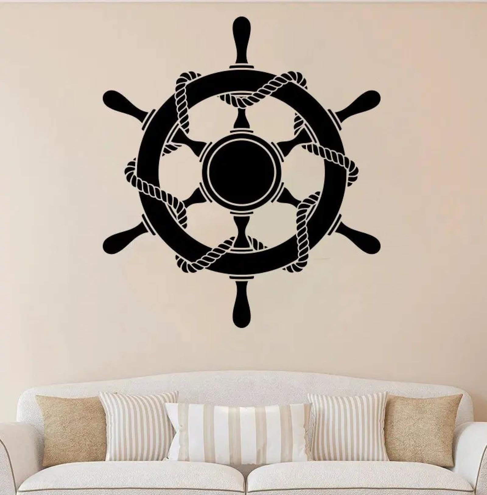 Youousi Black Ocean-Themed Nautical Rudder Vinyl Wall Stickers For Children's Rooms, Nurseries, Offices, Bathrooms, And Home Decor.