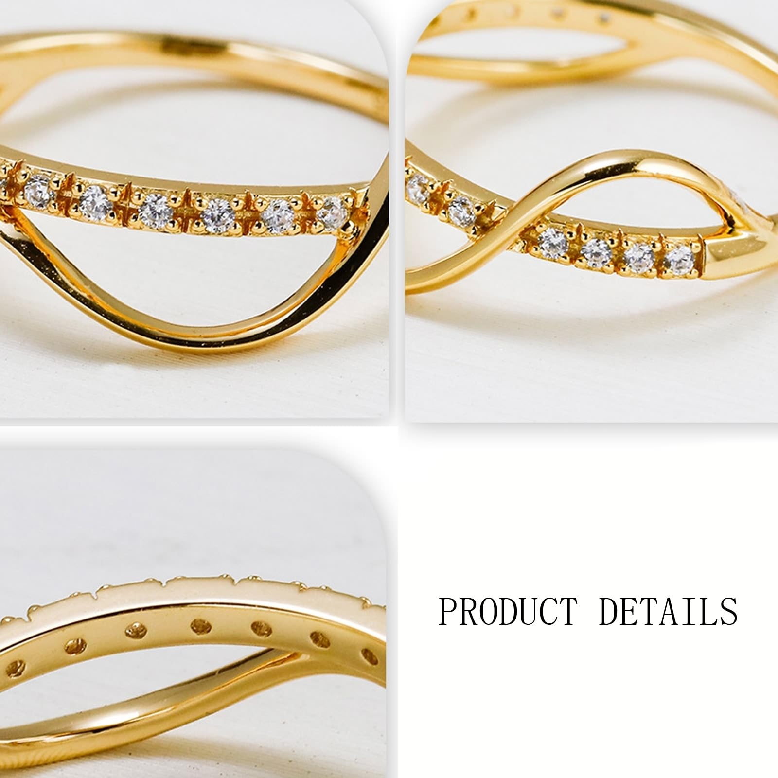 Anillo de solicitud de oro amarillo auténtico de 9 K/14 K/18 K con moissanita, forma infinita