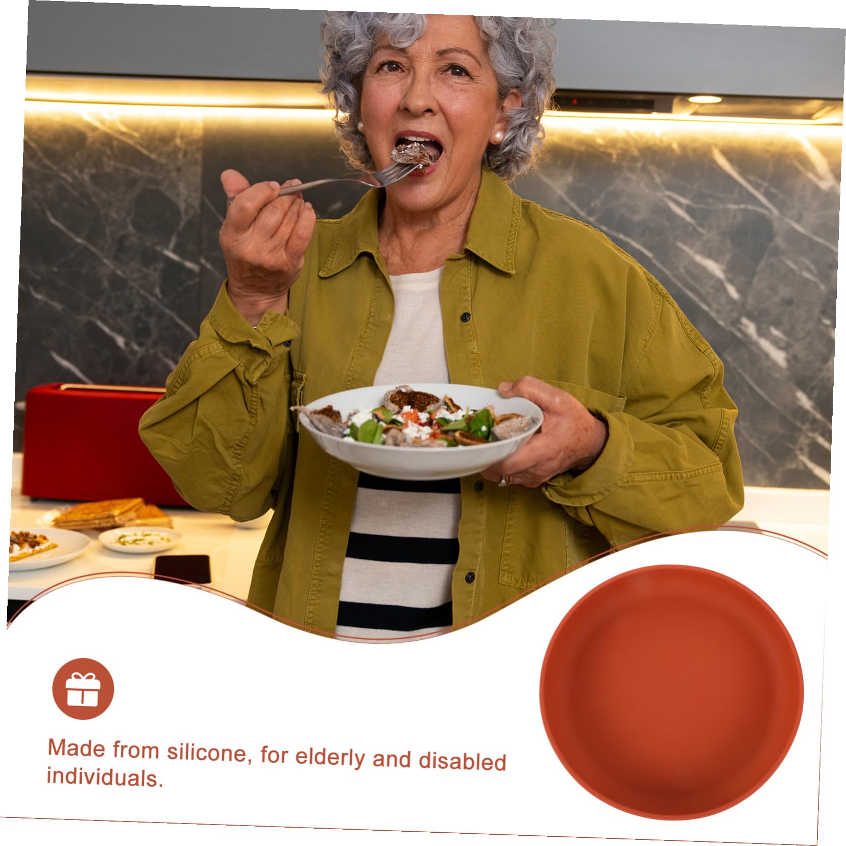 UKCOCO Assiette Résistante aux Chutes Plaque à Ventouse Anti-déversement en Silicone et Autonomie Alimentaire pour Seniors pour Repas Réguliers
