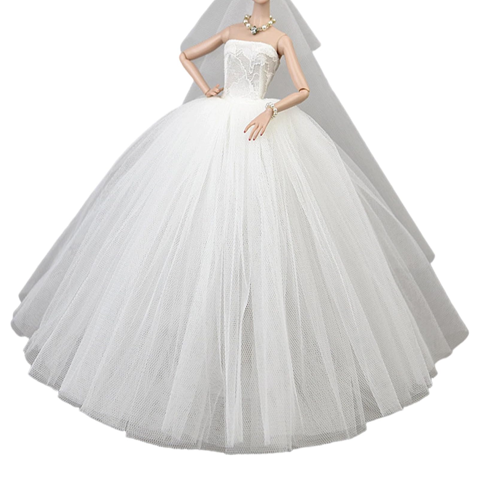Beautiful Ball Gown for 6inch Dolls with, White