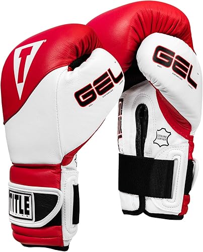 Title Boxing Guantes de entrenamiento de gel suspense, rojo/blanco, 16 onzas