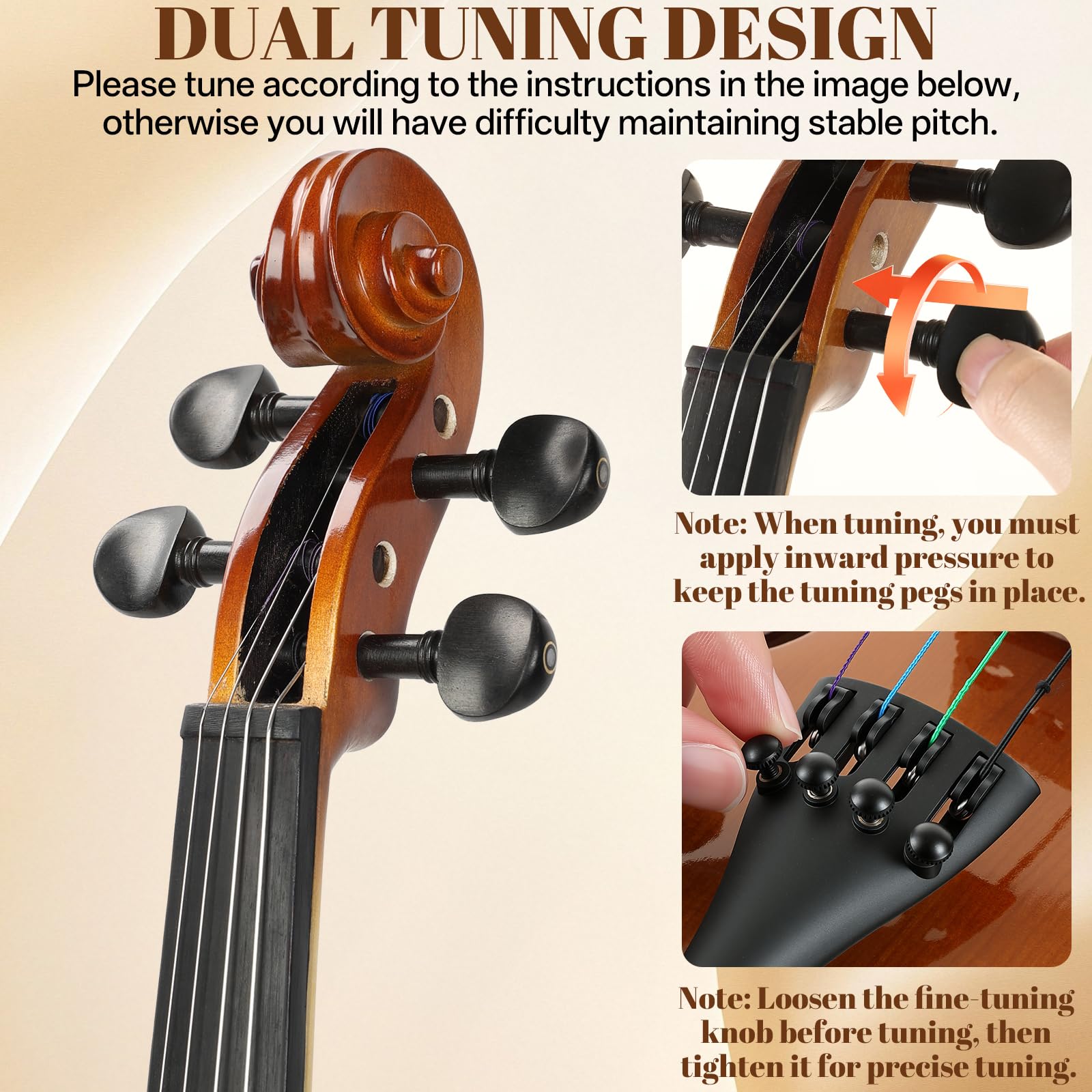 Kmise Linkshänder Violine 4/4 Full Size Set Ebenholz Violinen für Anfänger | Entwickelt für Linkshänder Spieler, satter Ton aus Fichte & Ahornholz, komplettes Anfänger-Set mit Koffer, Bogen & Zubehör