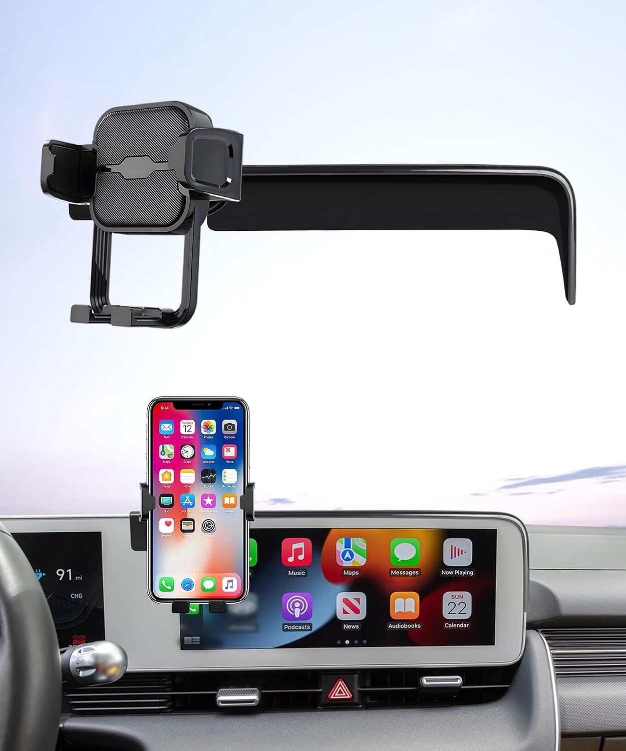 Car Phone Holder for Hyundai Ioniq 5 2022-2025, 12.3" Screen Fixed Clip, Auto Accessories Navigation Bracket, Interior Decoration Mobile Phone Mount, 360° Rotation
