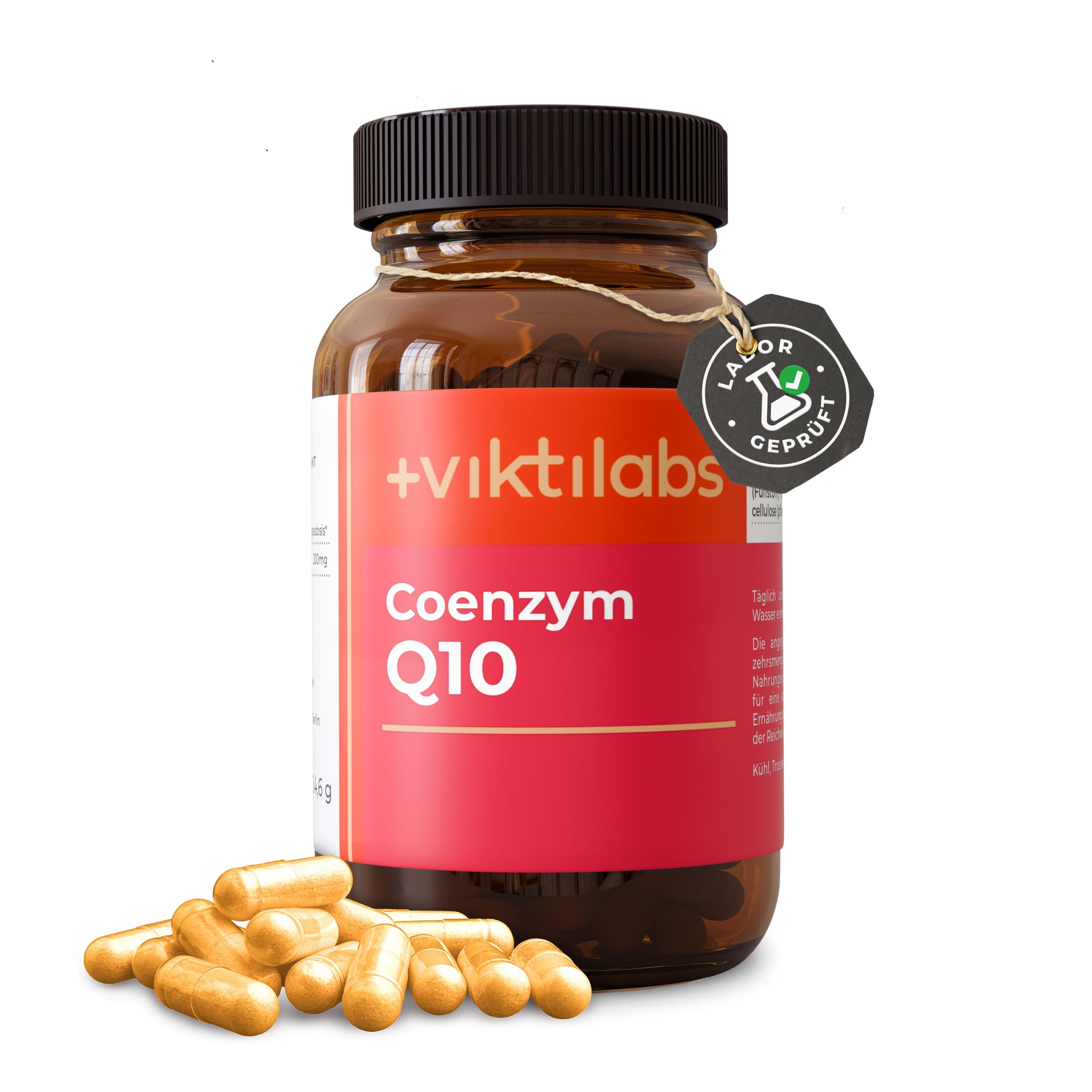 Coenzym Q10 Kapseln mit Ubichinon - hochdosiert - gewonnen durch pflanzliche Fermentation - 60 vegane - ohne Zusatzstoffe