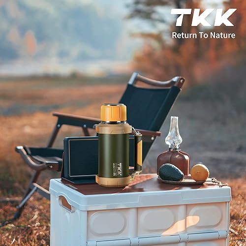 Miniatura 2 de Botella de acero inoxidable aislada al vacío de 2 cuartos de galón de 64 onzas, termo grande para bebidas calientes, con asa de taza, mantiene los