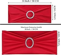 Vista 100 de MDS - Paquete de 50 bandas elásticas de elastano para silla, lazos elásticos para sillas con hebilla deslizante, ajuste universal para bodas, Acción