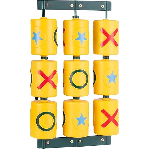 Barcaloo Tic Tac Toe Spinner Activity Panel - Swing Set Accessories - Playground Accessories for Kids Outdoor - Treehouse and Playset Equipment Attachments - Outdoor Tic Tac Toe Set - 12x19 - Yellow