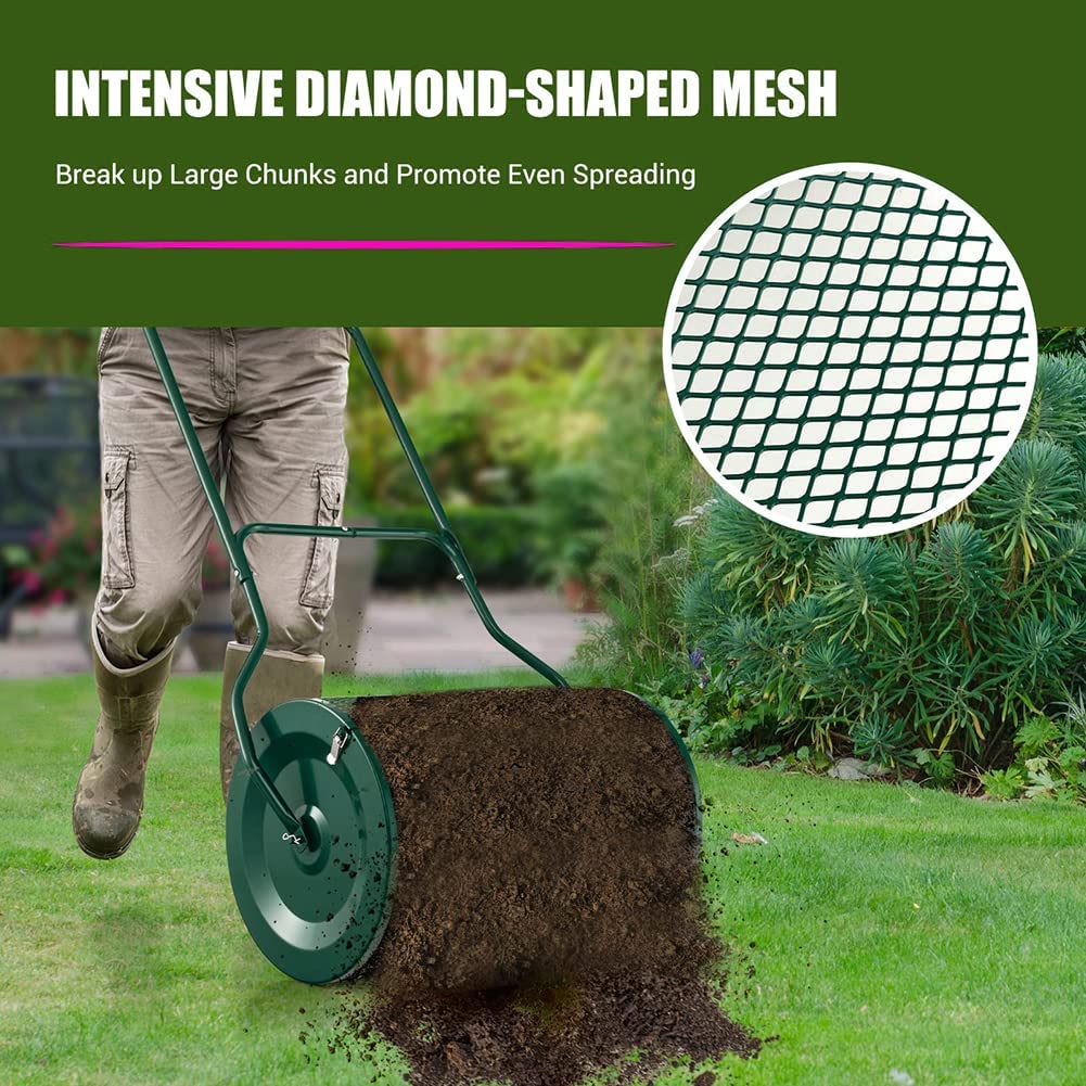 Esparcidor de compost con mango en forma de U Esparcidor de césped y jardín Esparcidor de turba Esparcidor de abono mejorado para césped Esparcidor de abono fertilizante para jardín Esparcidores de
