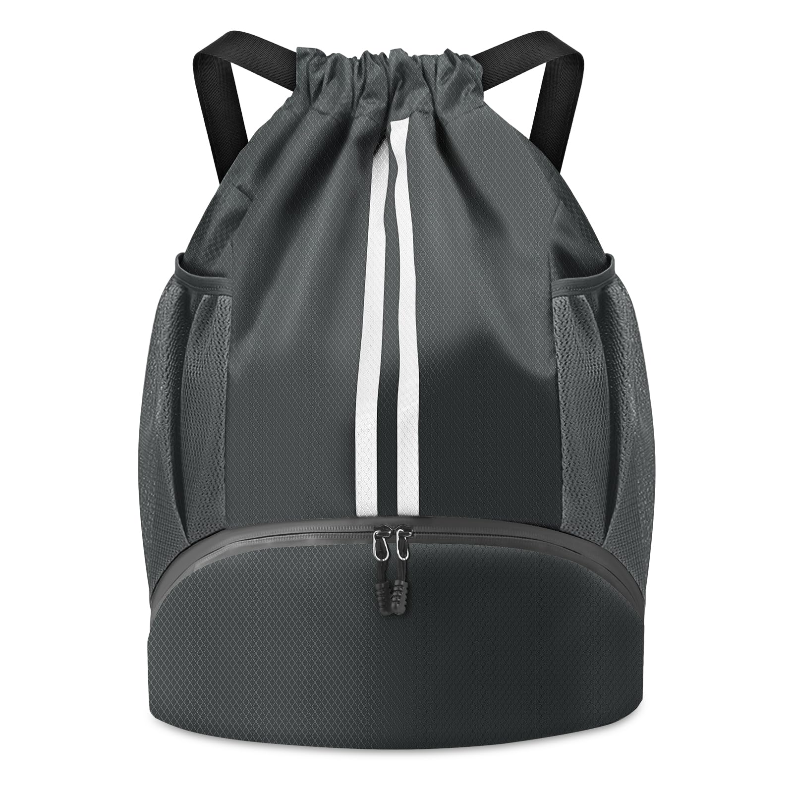 BROTOU Soccer Bags, Soccer Basketball Volleyball Football Gym Drawstring Backpack for Women and Men with Ball Compartment