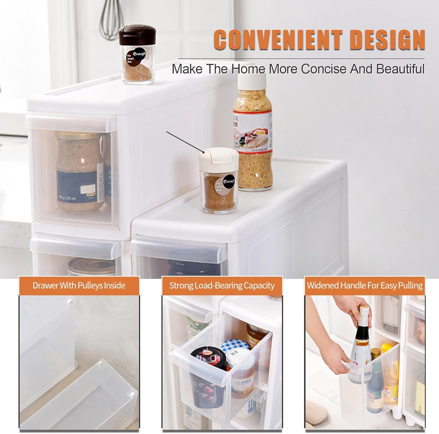 5.5in Width Small Bathroom Storage Cabinet, Toilet Paper Storage Cabinet with Narrow Plastic Storage Drawers for Bathroom, Living Room, Bedroom, White