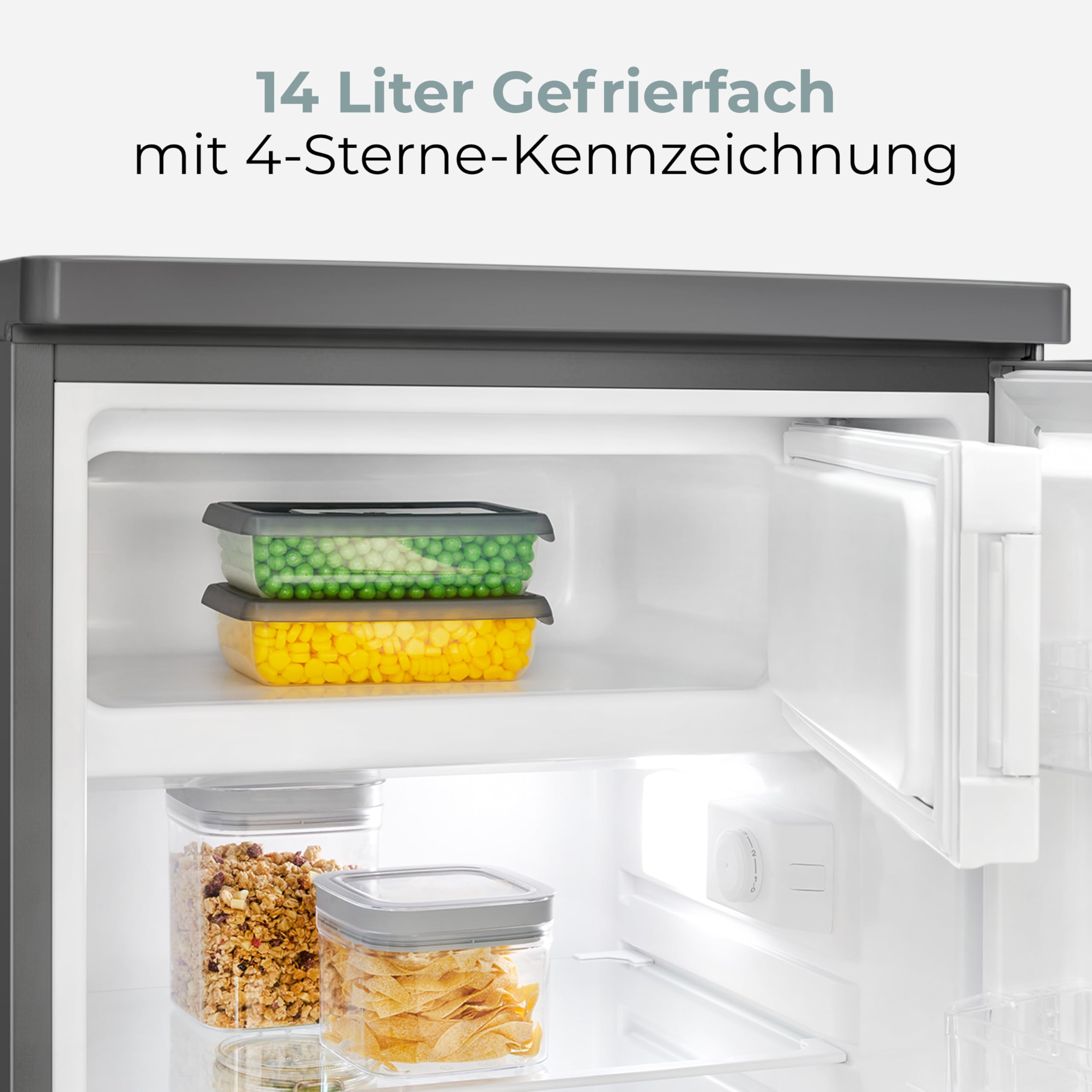 Clatronic Kühlschrank mit Gefrierfach 109L 85cm Energieklasse C leise 37dB KS 101 inox