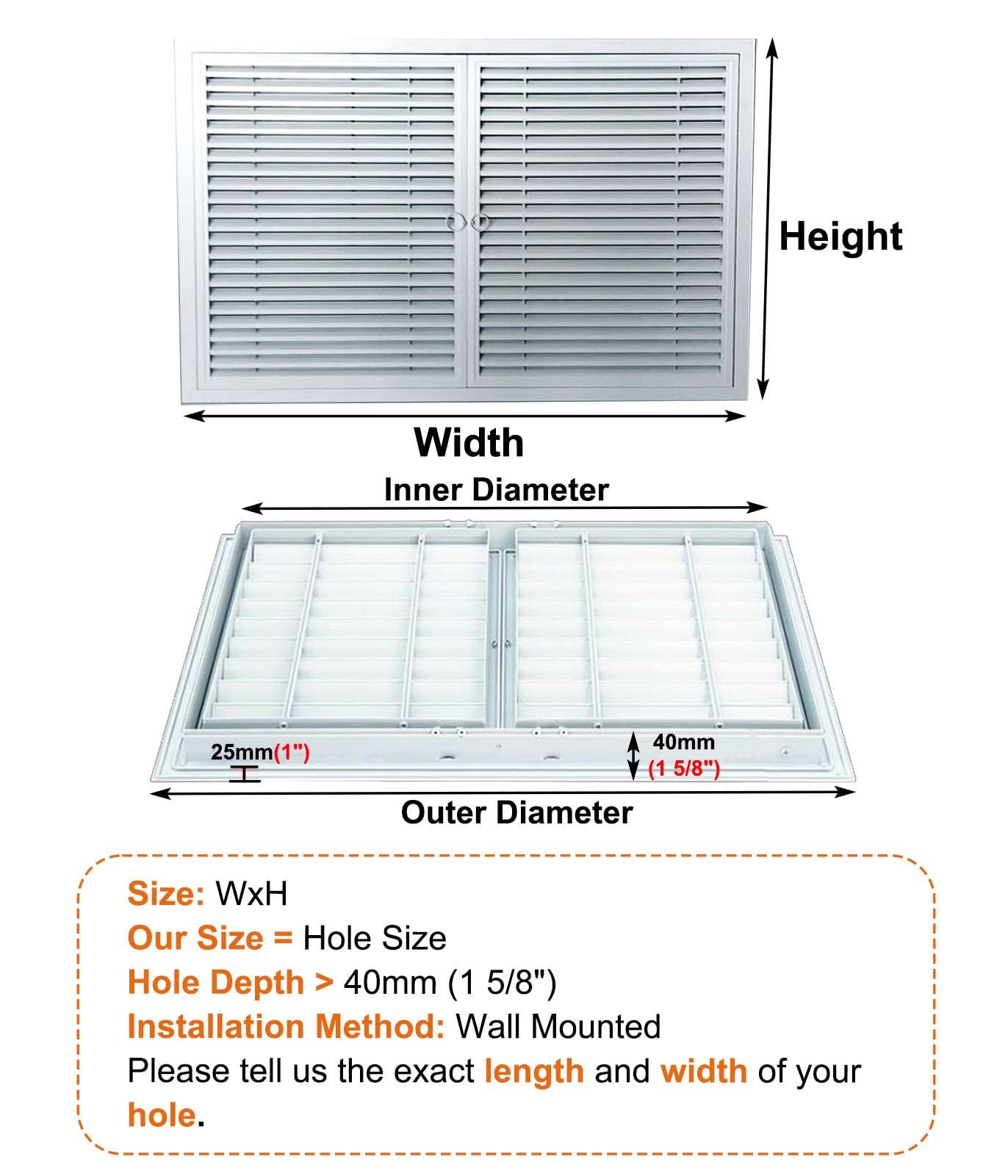 Panel de acceso de fontanería de aluminio, rejilla de ventilación de doble puerta para inspección de pared, 65 x 80 cm, ideal para acceso y mantenimiento ocultos de cables eléctricos