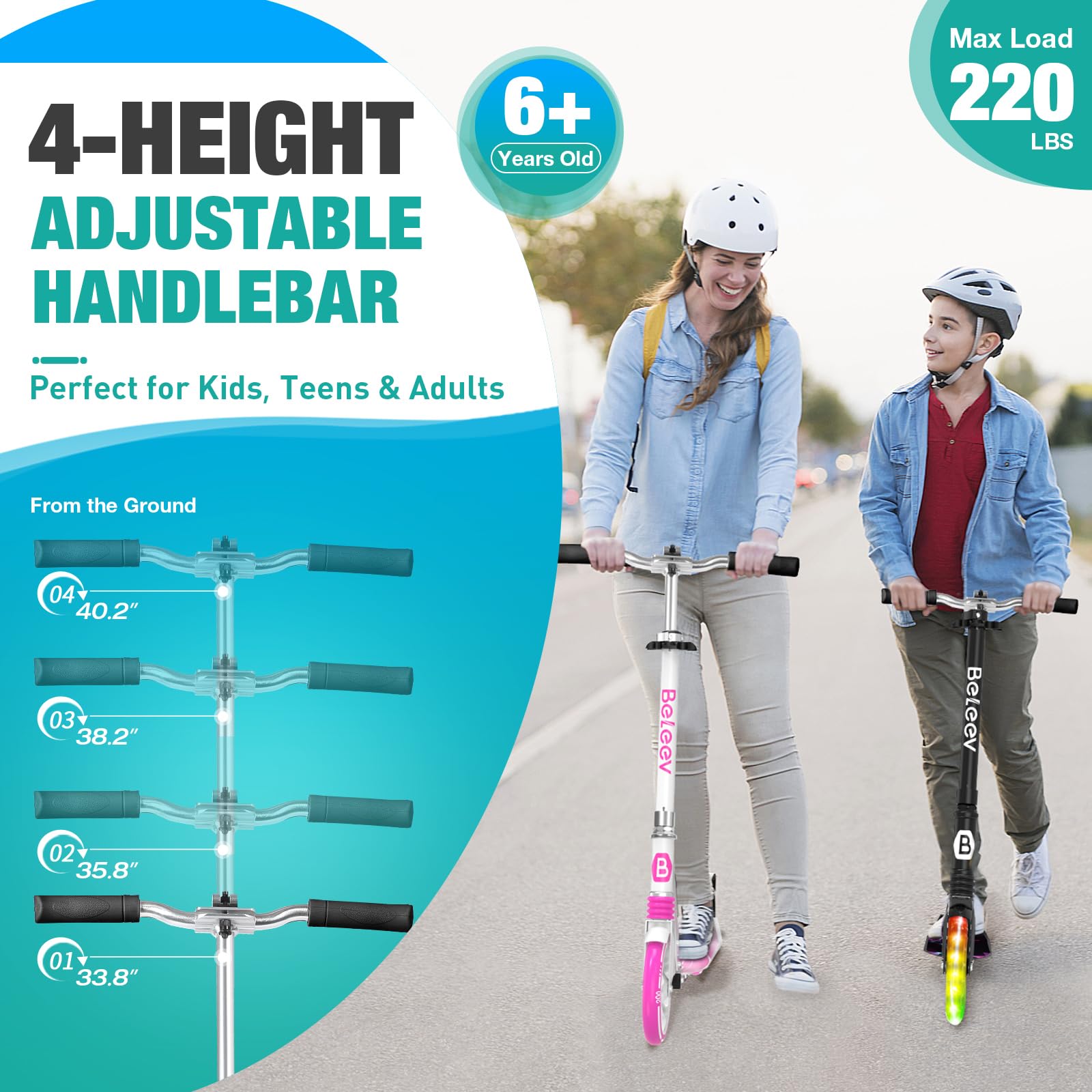 BELEEV Scooters V5 para crianças a partir de 6 anos, scooter