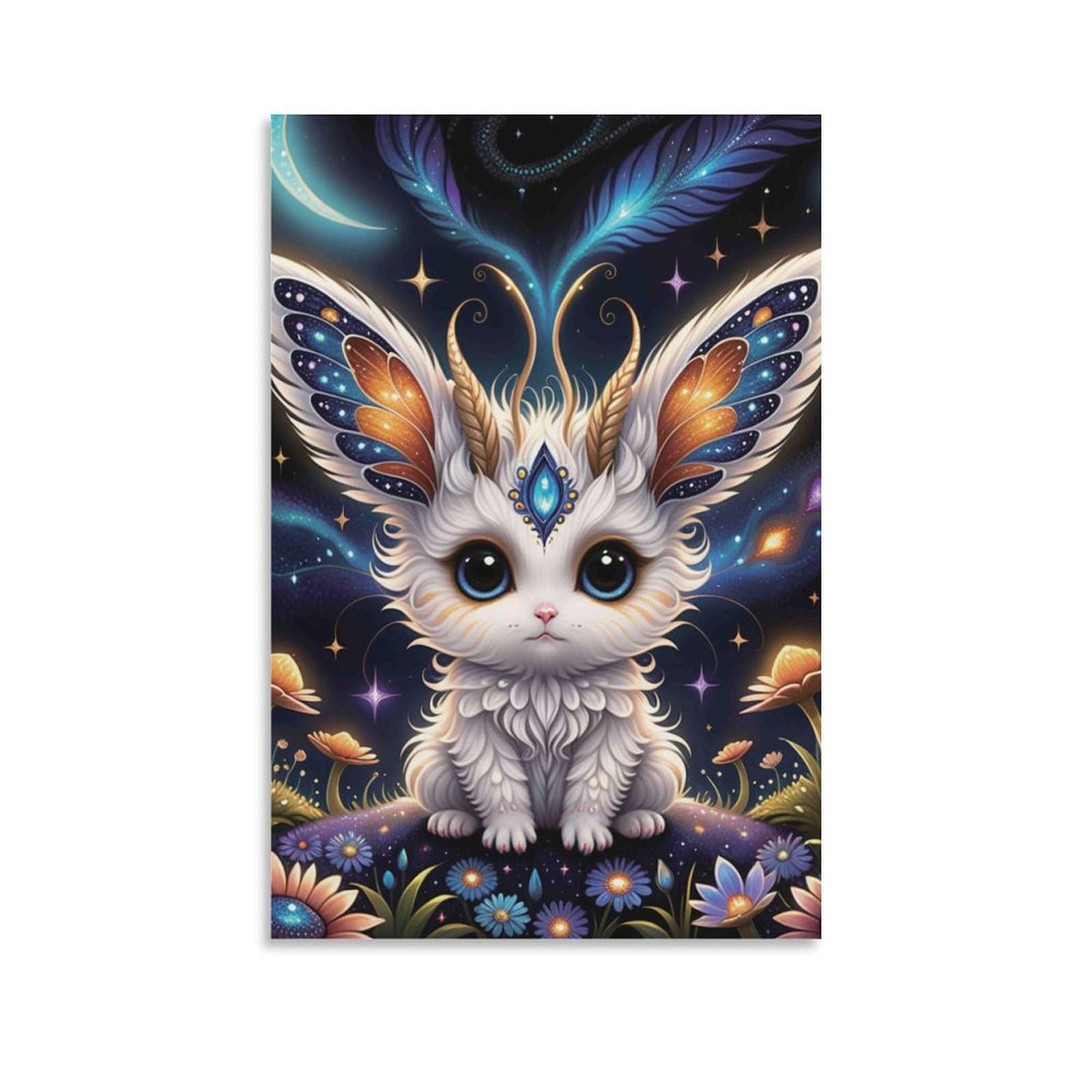 DHBANEIOK Fantasy Cat Winged Creature Poster Artwork Giclee Canvas Prints Modern Wall Art Picture Wall Hanging for Home Decorations 16x24inch(40x60cm)