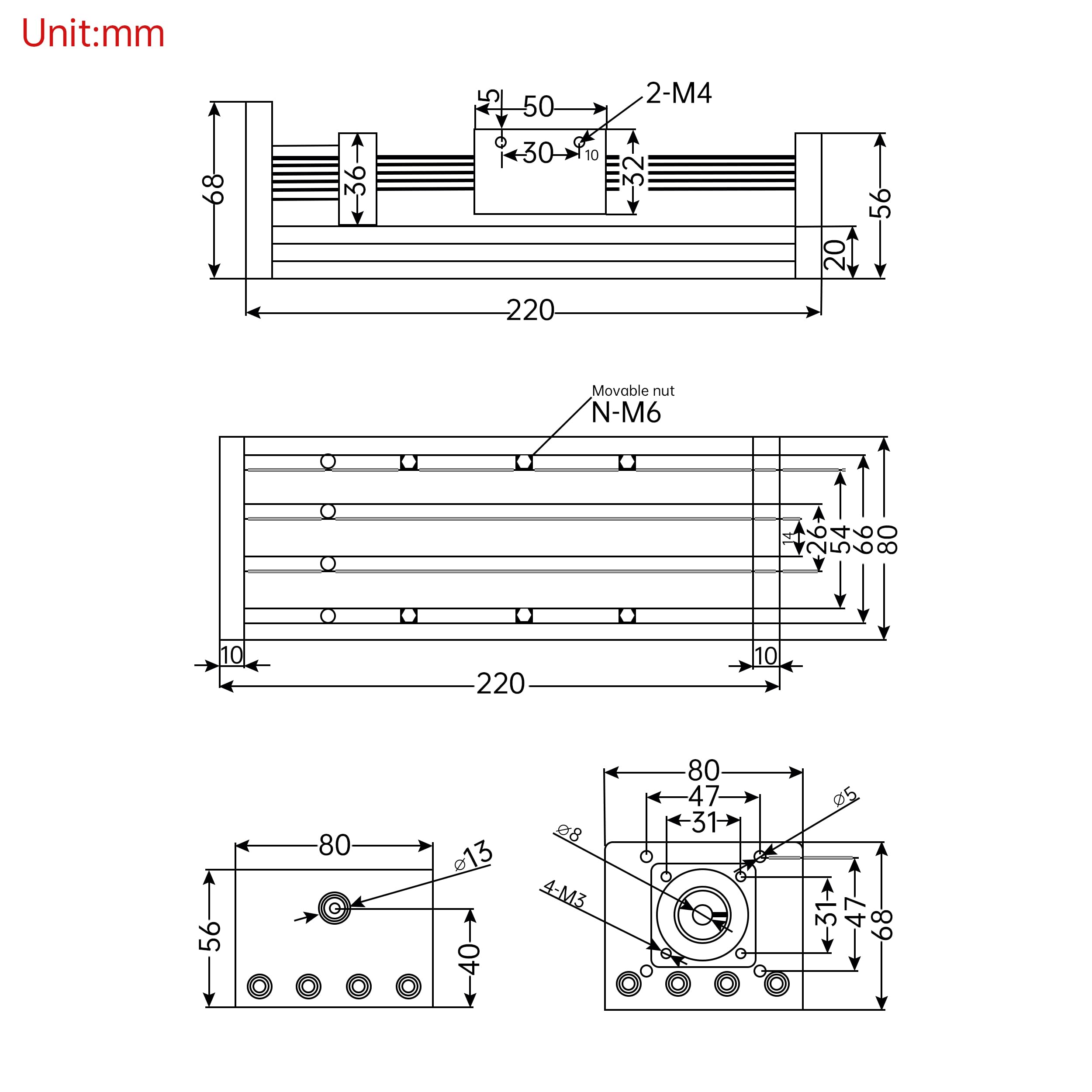 Siłownik liniowy CNC, efektywny 100 mm, podwójna oś optyczna, szyna ślizgowa liniowa 1204, śruba kulowa, prowadnica liniowa CNC z silnikiem krokowym Nema23 do frezarki CNC