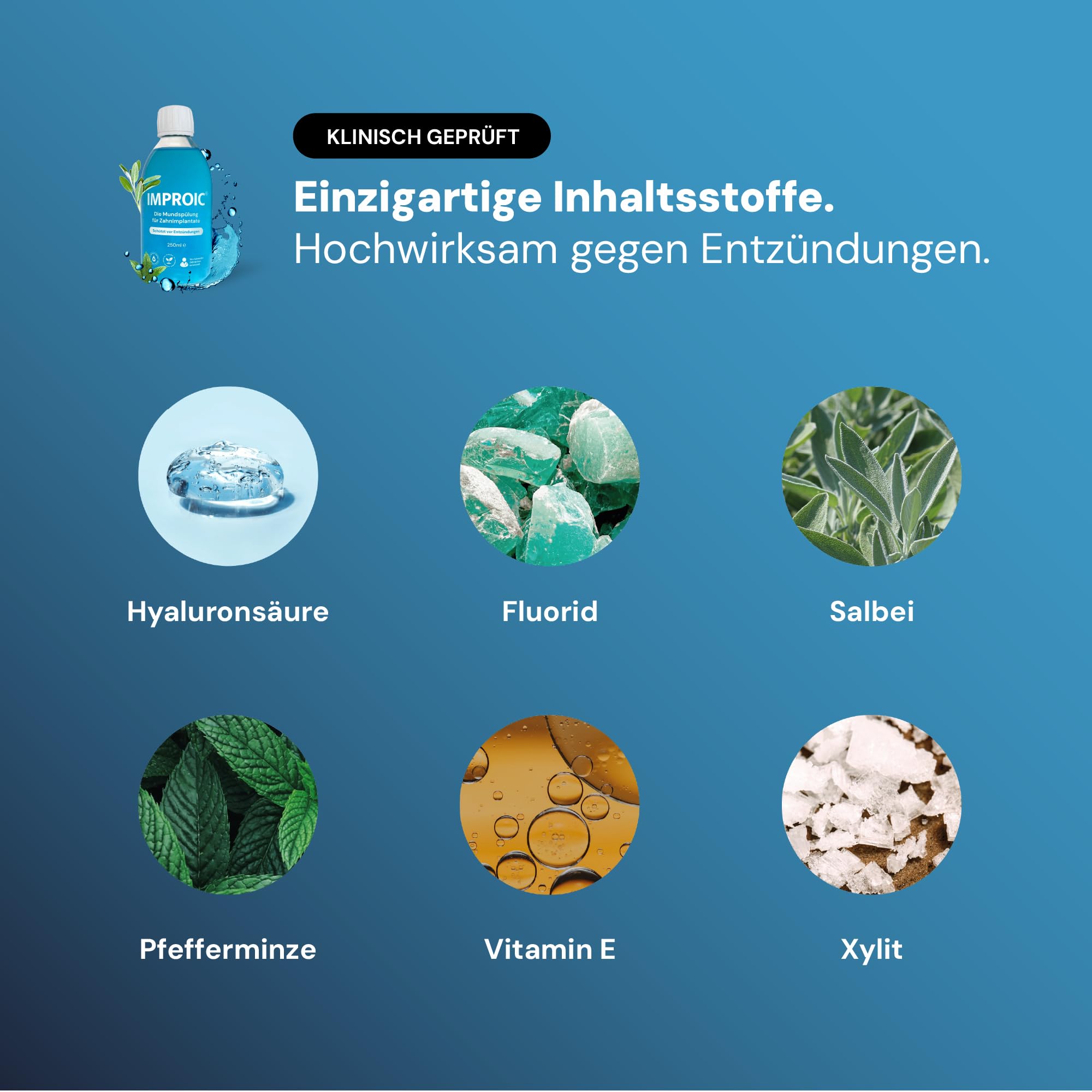 IMPROIC Mundspülung & Zahncreme für Zahnimplantate (2-teilig) | Mit Hyaluronsäure, medizinischem Mikrosilber, Fluorid & funktionellen Naturstoffen | Schützt Zähne und Zahnimplantate vor Entzündungen